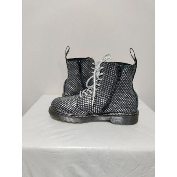 Dr. Martens 1460 Pascal J Kids Black Suede Metallic Stars Lace Up Boots SZ3 - Picture 7 of 9